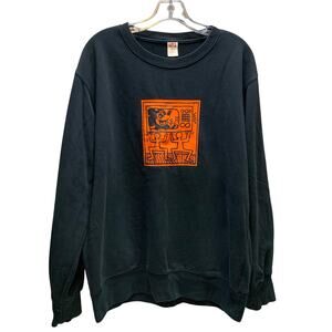 Uniqlo UT Disney Mickey Mouse X Keith Haring Crewneck Black Sweatshirt Men Large